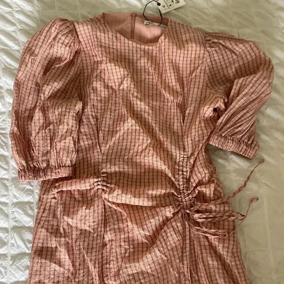 Zara pink gathered cinched waist maxi dress - Picture 12 of 16
